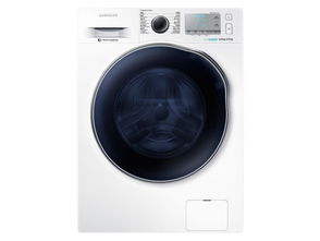 三星WD80J6413AW 8公斤泡泡净黑水晶视窗洗烘一体机，白色外观洗涤用品创意组合